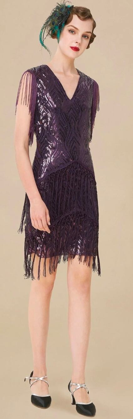 Babeyond Roaring 20's sequin flapper Purple dress Size XXL Cosplay costume